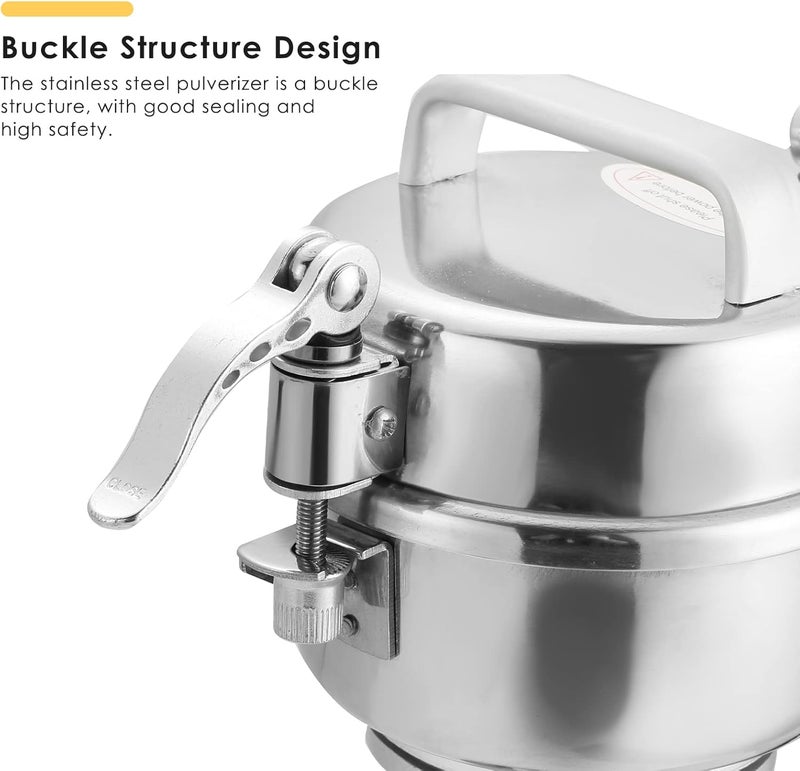 MYFULLY Electric Grain Mill Grinder High Speed Stainless Steel Pulverizer Mill Grinding Machine Cereals Corn Medicine Pearl Seasonings Spices Commercial Grade for Kitchen Grinding Machine (150g) - Image 4